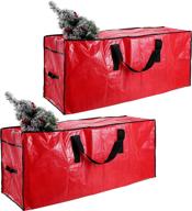 🎄 convenient joiedomi christmas tree storage bag set (2 pack) for easy storage of 7.5 ft artificial trees – durable waterproof material, carry handles and zippered closure included – red, 48” x 15” x 20” logo