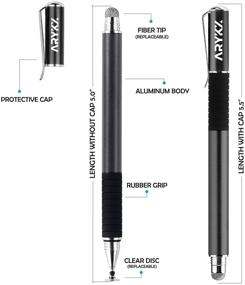 img 2 attached to 🖊️ ARYKX Stylus Pen: High Precision 2-in-1 Tool for All Capacitive Touch Screen Devices, Compatible with iPhones, Tablets & Pads (Black & White)