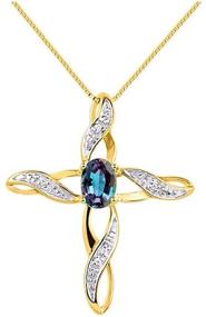 img 4 attached to Diamond Simulated Alexandrite Pendant Necklace