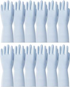 img 4 attached to 🧤 PACIFIC PPE 12 Pairs Reusable Rubber Cleaning Gloves | Blue Medium Size Gloves for Kitchen, Dishwashing, Gardening, Painting, Pet Care, and More!