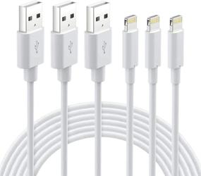 img 4 attached to 🔌 Зарядное устройство iPhone MFi Certified 3Pack 3FT Lightning Cable - Быстрая зарядка для iPhone 13 12 SE 2020 11 Xs Max XR X 8 7 6S 6 Plus 5S iPad Pro iPod Airpods - Белый