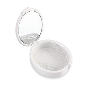 img 4 attached to 🦷 Dental Orthodontic Retainer Case: Slim, White Denture Holder with Mirror. Ideal Storage Box for Mouthguards, Night Guards, and More – Perfect for Office, Travel, and Household Use