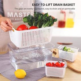 img 1 attached to 🍎 BELIBUY Fruit Containers for Fridge, 3 Pack Vegetable Fruit Storage: Fresh Produce Saver - BPA Free with Strainers and Vents, White