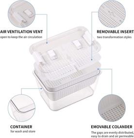 img 2 attached to 🍎 BELIBUY Fruit Containers for Fridge, 3 Pack Vegetable Fruit Storage: Fresh Produce Saver - BPA Free with Strainers and Vents, White