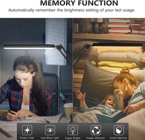 img 1 attached to 💡 AXUF LED Desk Lamp: Dimmable Swing Arm Architect Lamp with Clamp - Eye-Caring Light, 3 Color Modes & 10 Brightness Levels - Memory Function, Black