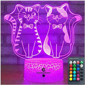 img 4 attached to 🐱 Easuntec Cat Lamp for Cat Lovers with Remote & Smart Touch - 7 Colors + 16 Colors Changing Dimmable Cat Gifts for Girls Ages 4-8 (2 Cat 16 WT)