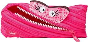 img 4 attached to Kid's Cute Talking Monstar Pencil Case - Holds 30 Pens, Made of a Single Zipper in Pink