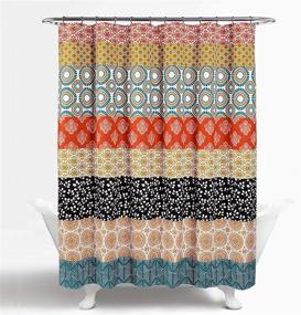 img 3 attached to 🚿 Lush Decor 16T000209 Bohemian Striped Shower Curtain, Vibrant Turquoise and Orange, 72" x 72