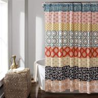 🚿 lush decor 16t000209 bohemian striped shower curtain, vibrant turquoise and orange, 72" x 72 logo