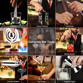 img 1 attached to 🍸 Cocktail Shaker Set Bartender Kit: 10-Piece Premium Stainless Steel Martini Shaker Set with Bamboo Stand - Enhance Your Mixing Experience with the 25 oz Shaker!