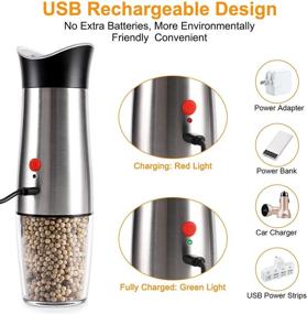 img 3 attached to 🧂 Effortless Flavor Enhancement: Rechargeable Electric Salt and Pepper Grinder Mill Set - USB Charging, Adjustable Coarseness, and High Capacity Refillable Shaker