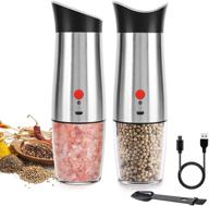 🧂 effortless flavor enhancement: rechargeable electric salt and pepper grinder mill set - usb charging, adjustable coarseness, and high capacity refillable shaker logo