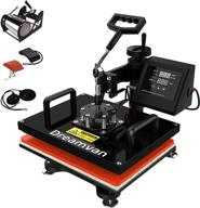 🔥 professional 5-in-1 heat press machine 12"x15" - digital transfer sublimation presser for t-shirts, mugs, hats, caps, and plates (black) logo