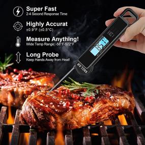 img 3 attached to 🌡️ KOGLAR TP-660 Digital Meat Thermometer - Instant Read Food Thermometer with Large Backlit LCD Display, IP67 Waterproof Rating, Ideal for Cooking, Grilling, Outdoor BBQ, Milk, Oil, Candy, Beef (Black)