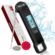 🌡️ koglar tp-660 digital meat thermometer - instant read food thermometer with large backlit lcd display, ip67 waterproof rating, ideal for cooking, grilling, outdoor bbq, milk, oil, candy, beef (black) logo