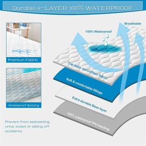 img 3 attached to 🛏️ Waterproof Queen Size Quilted Fitted Mattress Pad - Breathable Mattress Protector | Noiseless Topper for Deep Mattresses up to 21" | Dust Proof