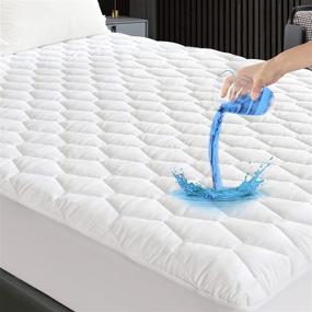 img 4 attached to 🛏️ Waterproof Queen Size Quilted Fitted Mattress Pad - Breathable Mattress Protector | Noiseless Topper for Deep Mattresses up to 21" | Dust Proof