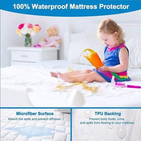 img 2 attached to 🛏️ Waterproof Queen Size Quilted Fitted Mattress Pad - Breathable Mattress Protector | Noiseless Topper for Deep Mattresses up to 21" | Dust Proof