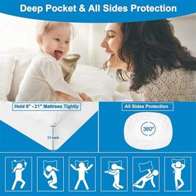 img 1 attached to 🛏️ Waterproof Queen Size Quilted Fitted Mattress Pad - Breathable Mattress Protector | Noiseless Topper for Deep Mattresses up to 21" | Dust Proof