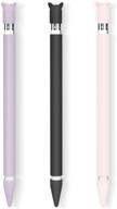 🖊️ apple pencil 1st generation holder sleeve skin cover - 3 pack case for ipad pro 9.7/10.5/12.9, silicone cute grip with charging cap holders and 3 protective nib covers - black, pink, purple logo