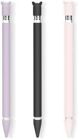 img 4 attached to 🖊️ Apple Pencil 1st Generation Holder Sleeve Skin Cover - 3 Pack Case for iPad Pro 9.7/10.5/12.9, Silicone Cute Grip with Charging Cap Holders and 3 Protective Nib Covers - Black, Pink, Purple