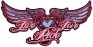 🏍️ womens biker patches: live love ride embroidered - five colors: red large - shop now! logo