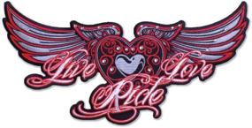 img 1 attached to 🏍️ Womens Biker Patches: Live Love Ride Embroidered - Five Colors: Red Large - Shop Now!