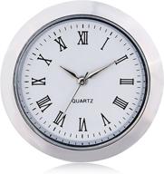 ⏰ shoppewatch 1 7/16" mini clock insert quartz movement - miniature clock fit up with silver tone bezel, white face, and roman numerals - ck097sl logo