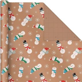 img 1 attached to Hallmark Kraft Christmas Wrapping Paper for Kids with Cut Lines on Reverse (4 Rolls: 88 sq. ft. total) Featuring Penguins, Santa, Snowmen, and Polka Dots