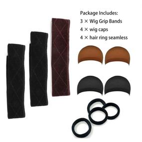 img 1 attached to Wig Grip Headbands For Women | Edge-Saver Wig Headband Bands | No-Slip Wig Grip Hairband | Velvet Wig Grip Band | Elastic Stretched Wig Headbands (3 Pieces) | Wig Caps Hair Net Included For Weave