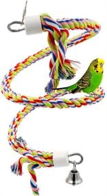 img 4 attached to 🐦 Rusee Bungee Bird Toy for Small or Medium-Sized Parrots - Pure Natural Colors, Bead Cage Chewing Toy