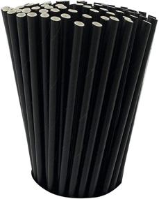 img 4 attached to 🌿 Pack of 100 Eco-Friendly Black Biodegradable Paper Straws - Perfect for Parties, Showers, Birthdays, Cocktails, Weddings, Restaurants, Food Service, and Drink Stirring