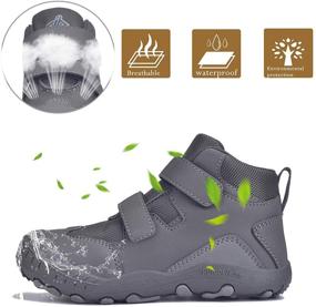 img 1 attached to JACKSHIBO Dark Gray Boys' Outdoor Sneakers - Trekking Resistant Shoes