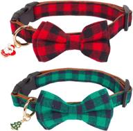 🎄 adjustable christmas dog collar with removable bowtie - classic plaid red and green pet collar for small, medium, and large dogs logo