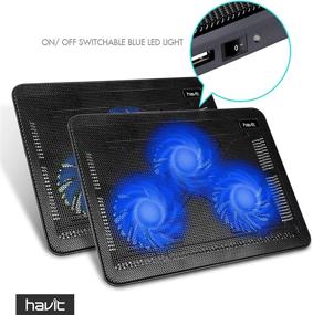 img 3 attached to 🖥️ Havit HV-F2056 Laptop Cooler Cooling Pad - Slim Portable USB Powered (3 Fans), 15.6"-17" - Black/Blue, Best Cooling Solution for Laptops