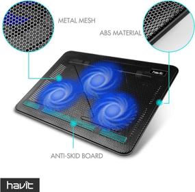 img 1 attached to 🖥️ Havit HV-F2056 Laptop Cooler Cooling Pad - Slim Portable USB Powered (3 Fans), 15.6"-17" - Black/Blue, Best Cooling Solution for Laptops