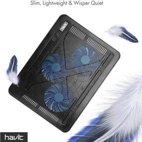 img 2 attached to 🖥️ Havit HV-F2056 Laptop Cooler Cooling Pad - Slim Portable USB Powered (3 Fans), 15.6"-17" - Black/Blue, Best Cooling Solution for Laptops