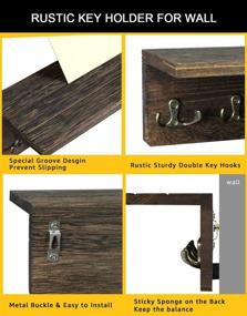 img 2 attached to 🔑 Rustic Floating Key Holder Shelf with Hooks: Wall Mounted Dark Grey Entryway Decor Set includes Succulent Plants & Key Rings