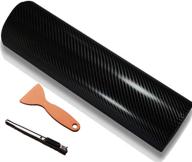 🎁 diyah 4d black carbon fiber vinyl wrap sticker: bubble-free, anti-wrinkle, air release (12"x60" / 1ft x 5ft) with free gift knife and hand tool logo