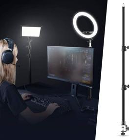 img 4 attached to 🎥 Neewer Aluminum Alloy Tabletop Light Stand with 1/4inch Screw - 5kg/11 Lbs Load Capacity, Adjustable 21.6-47.2inches/55-120CM, Ideal for Live Streaming, Video Shooting with Ring Light and LED Light