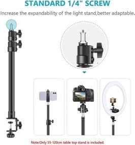 img 3 attached to 🎥 Neewer Aluminum Alloy Tabletop Light Stand with 1/4inch Screw - 5kg/11 Lbs Load Capacity, Adjustable 21.6-47.2inches/55-120CM, Ideal for Live Streaming, Video Shooting with Ring Light and LED Light