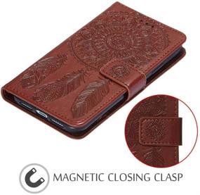 img 1 attached to 📱 JanCalm iPhone 11 Wallet Case: Classic Pattern, PU Leather, Wrist Strap, Card Holder, Stand Feature, Brown