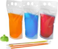 🥤 set of 40 heavy-duty drink pouches with straws | translucent reclosable juice bags for smoothies, ice drinks | crystal lemon's hand-held pack логотип