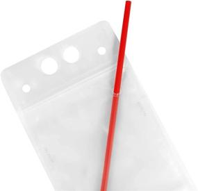 img 2 attached to 🥤 Set of 40 Heavy-Duty Drink Pouches with Straws | Translucent Reclosable Juice Bags for Smoothies, Ice Drinks | CRYSTAL LEMON's Hand-Held Pack