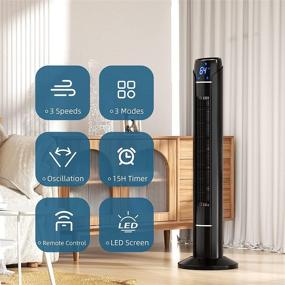 img 3 attached to 🌀 Uthfy 36-Inch Oscillating Tower Fan with Remote, 15-Hour Timer and Nighttime Setting, Electric Cooling Quiet Tower Fan Standing Floor Bladeless Fan with LED Display, Portable for Bedroom, Office, Home (Black)