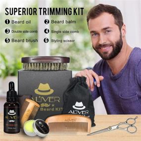 img 1 attached to 🧔 Men's Beard Grooming Kit - Complete Beard Care Set with 100% Stainless Japanese Scissors, Mustache and Beard Balm, Growth Beard Oil, Beard Brush, and Z Shaped Comb - Professional Barber Kit Gift Set