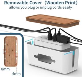 img 3 attached to 💡 Белая настольная розетка с коробкой для управления кабелями, с защитой от скачков напряжения, 6 розеток с USB, 15 А автоматическим выключателем, плоским штекером, удлинителем на 5 футов - идеальная зарядная станция для офиса, домашнего кинотеатра.