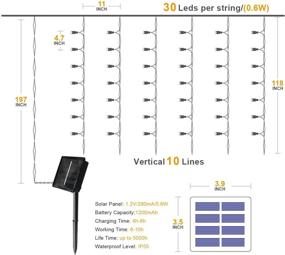 img 1 attached to 🌞 jar-owl Solar Curtain String Lights: Waterproof 9.8FT9.8FT 300 LED, 8 Modes for Home/Garden/Patio, Wedding/Christmas Party - Warm White