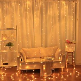 img 3 attached to 🌞 jar-owl Solar Curtain String Lights: Waterproof 9.8FT9.8FT 300 LED, 8 Modes for Home/Garden/Patio, Wedding/Christmas Party - Warm White