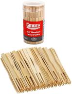 🍽️ gmark bamboo forks 3.5 inch: ideal mini food picks for appetizers, cocktails, desserts - set of 110 - gm1031a+ logo